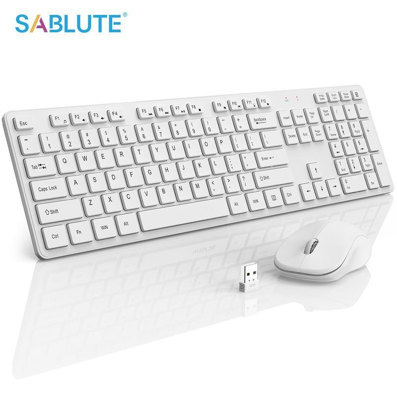 2.4Ghz Wireless Keyboard & Mouse Combo: Silent Full-Size Keyboard with Numeric Keypad, Power-Efficient Design for PC & Laptop - Windows Compatible