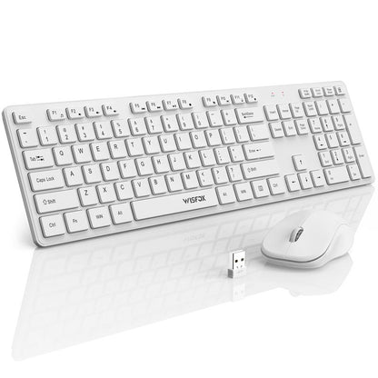 2.4Ghz Wireless Keyboard & Mouse Combo: Silent Full-Size Keyboard with Numeric Keypad, Power-Efficient Design for PC & Laptop - Windows Compatible