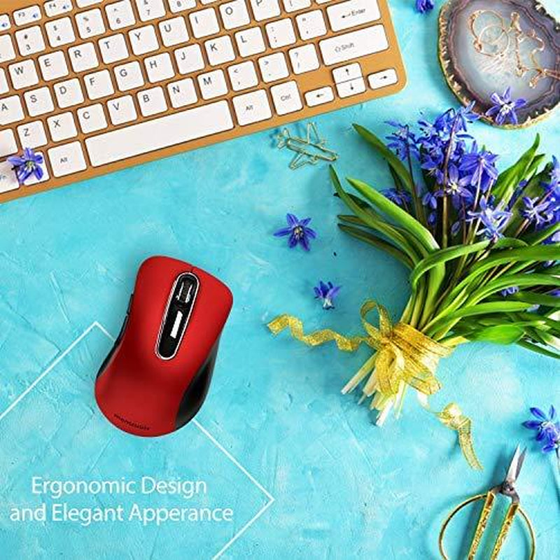 Memzuoix 2.4G Wireless Mouse, 1200 DPI Mobile Optical Cordless Mouse with USB Receiver, Portable Computer Mice for Laptop, PC, Desktop, Macbook, 5 Buttons