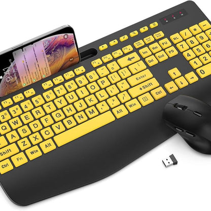 2.4Ghz Wireless Keyboard & Mouse Combo: Silent Full-Size Keyboard with Numeric Keypad, Power-Efficient Design for PC & Laptop - Windows Compatible