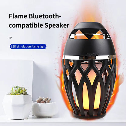 Bluetooth-Compatible Subwoofer Creative Men Women LED Flame Torch Wireless Loudspeaker Portable Wireless Loudspeaker