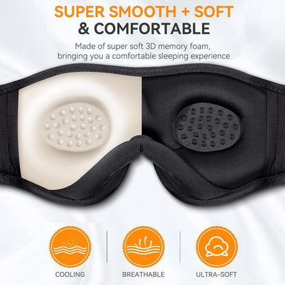 YEEDOD 3D Sleep Mask Sleep Headphones, Bluetooth Wireless Music Eye Mask, Sleeping Headphones for Side Sleepers Sleep Mask with Bluetooth Headphones Ultra-Thin Stereo Speakers Perfect for Sleeping，Gift for Mother'S Day Audio Earphones