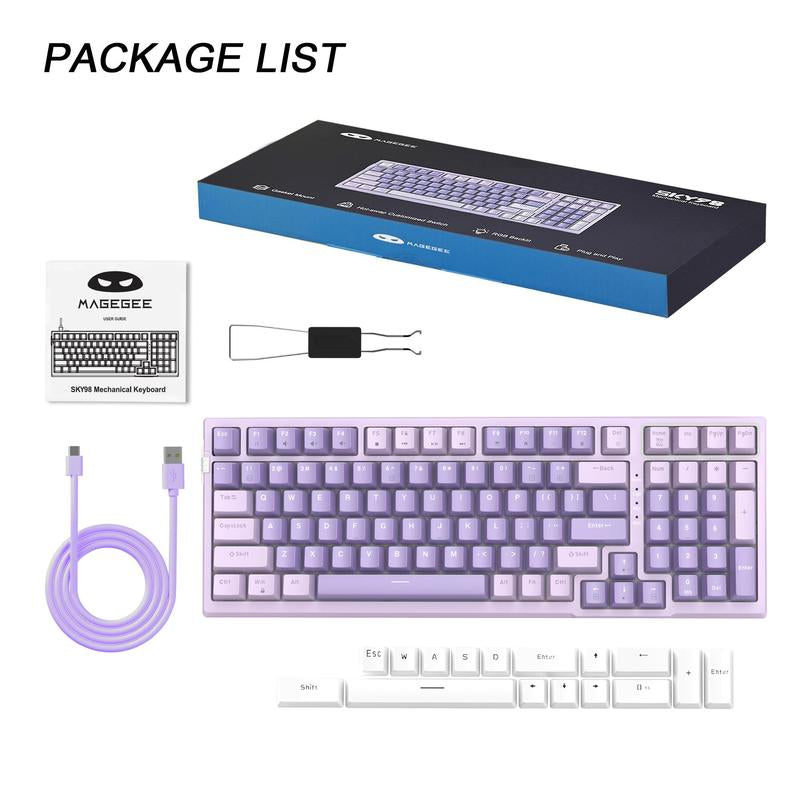 Magegee SKY98 Mechanical Gaming Keyboard, 96% Gasket Hot Swappable Wired Custom Creamy Keyboard Mechanical with 5-Layer Sound Dampening, Keyboard Gaming Compatible with Windows/Ios PC Game Console