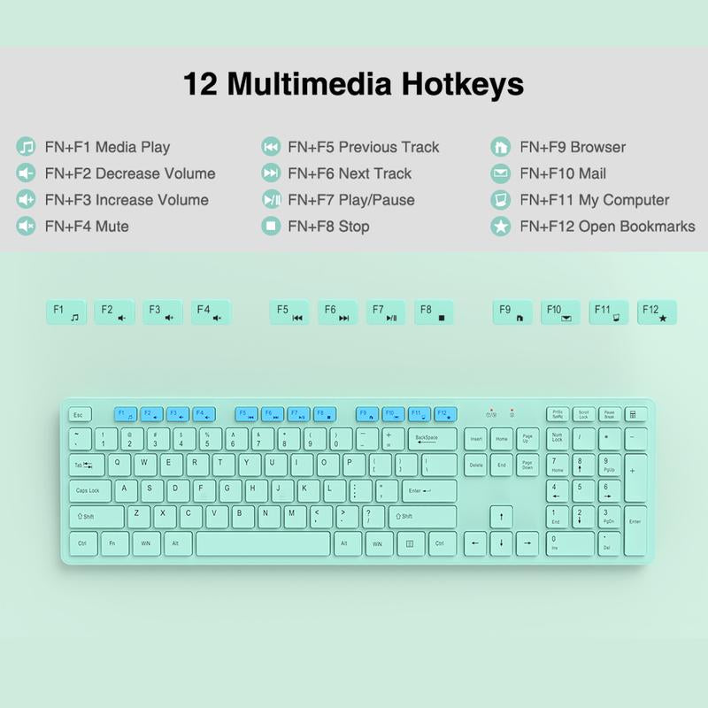 2.4Ghz Wireless Keyboard & Mouse Combo: Silent Full-Size Keyboard with Numeric Keypad, Power-Efficient Design for PC & Laptop - Windows Compatible