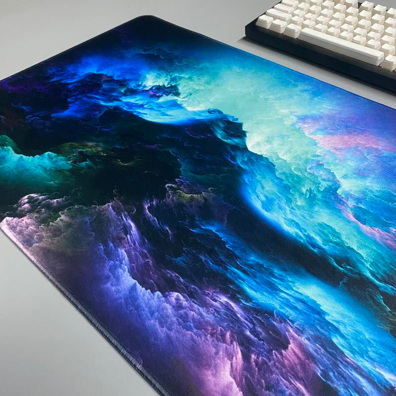 Large Mouse Pad, Rectangle Mouse Pad with Non-Slip Base & Stitched Edges, Nebula Pattern Design Desktop Computer Mouse Pad Suitable for Work, Gaming, Office, Home