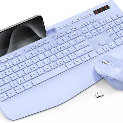 2.4Ghz Wireless Keyboard & Mouse Combo: Silent Full-Size Keyboard with Numeric Keypad, Power-Efficient Design for PC & Laptop - Windows Compatible