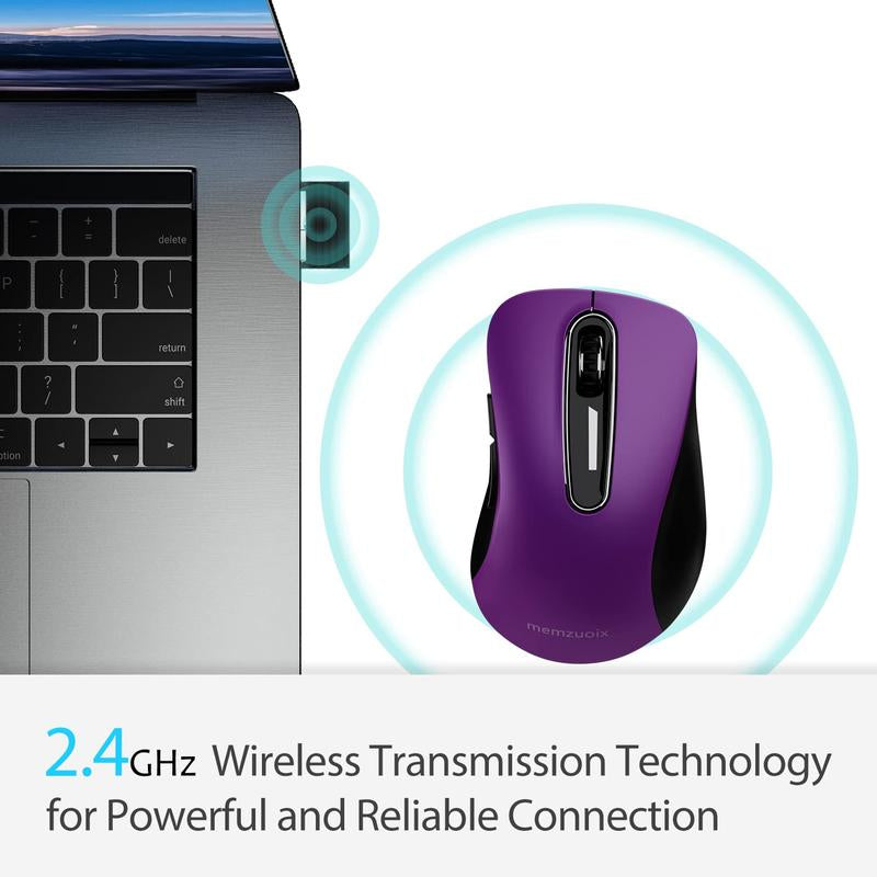 Memzuoix 2.4G Wireless Mouse, 1200 DPI Mobile Optical Cordless Mouse with USB Receiver, Portable Computer Mice for Laptop, PC, Desktop, Macbook, 5 Buttons