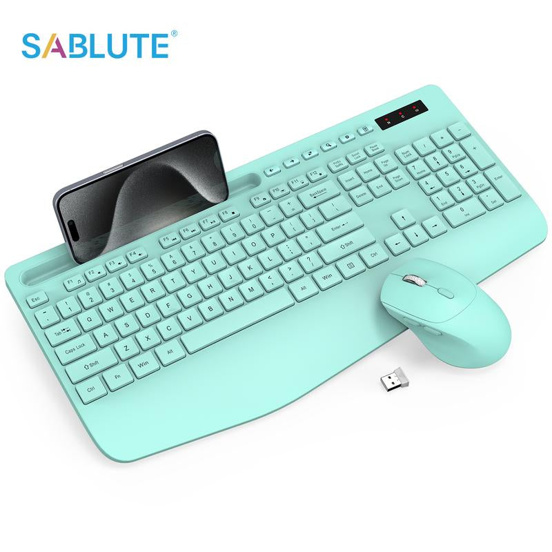 2.4Ghz Wireless Keyboard & Mouse Combo: Silent Full-Size Keyboard with Numeric Keypad, Power-Efficient Design for PC & Laptop - Windows Compatible