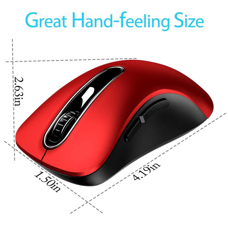 Memzuoix 2.4G Wireless Mouse, 1200 DPI Mobile Optical Cordless Mouse with USB Receiver, Portable Computer Mice for Laptop, PC, Desktop, Macbook, 5 Buttons