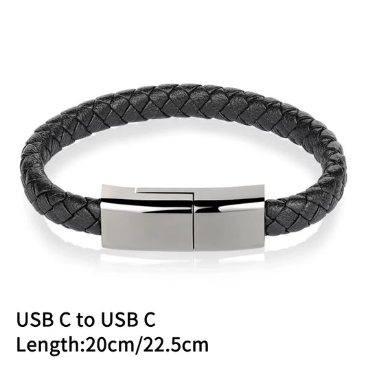 PD 60W Fast Charging Cable USB C to USB C Bracelet Data Cord for Iphone 14 Samsung Xiaomi Huawei Type C Quick Phone Charge Cable