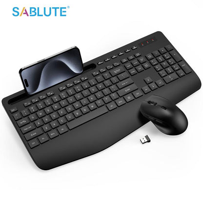 2.4Ghz Wireless Keyboard & Mouse Combo: Silent Full-Size Keyboard with Numeric Keypad, Power-Efficient Design for PC & Laptop - Windows Compatible