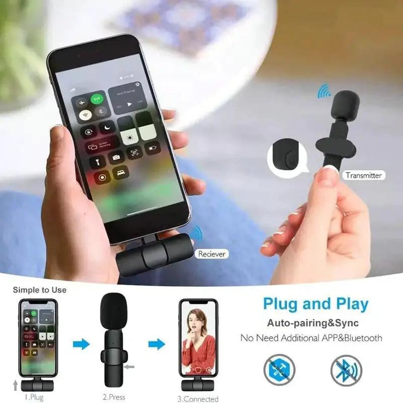 Plug-Play Wireless Lapel Lavalier Microphone for Crystal-Clear Audio Quality