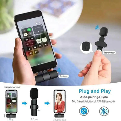 Plug-Play Wireless Lapel Lavalier Microphone for Crystal-Clear Audio Quality