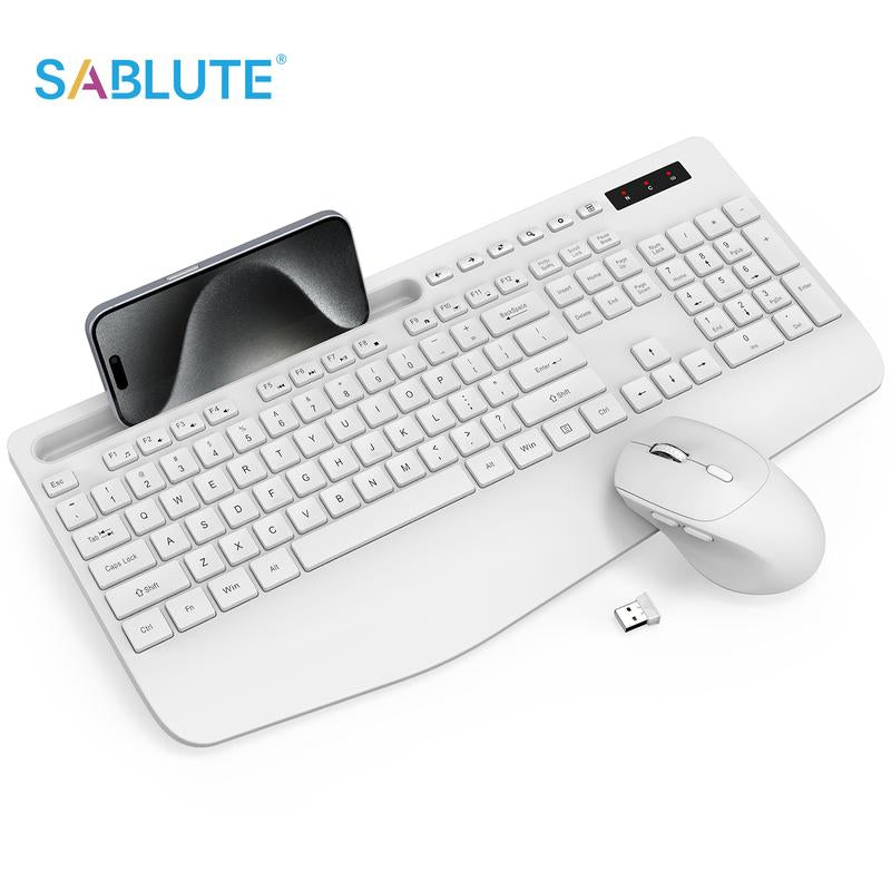 2.4Ghz Wireless Keyboard & Mouse Combo: Silent Full-Size Keyboard with Numeric Keypad, Power-Efficient Design for PC & Laptop - Windows Compatible